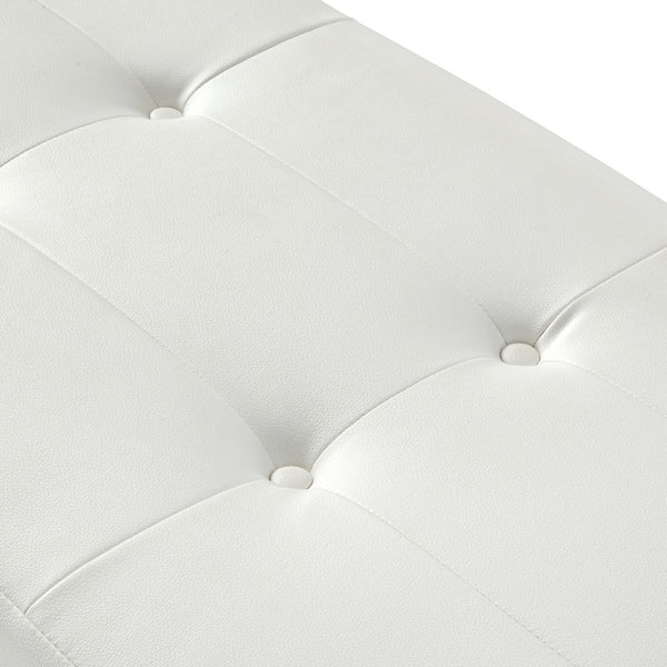 Homeroots 48" White And Silver Upholstered Faux Leather Bench White,Leather Pu Manufactured Wood 490909