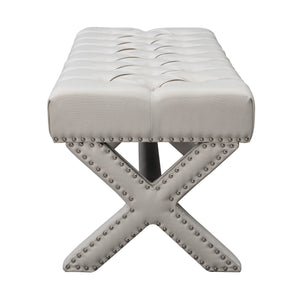 Homeroots 45" Cream Upholstered Linen Bench Cream White,Linen Manufactured Wood 490910