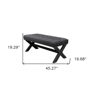 Homeroots 45" Dark Gray Upholstered Linen Bench Dark Grey,Linen Manufactured Wood 490911