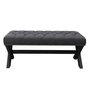 Homeroots 45" Dark Gray Upholstered Linen Bench Dark Grey,Linen Manufactured Wood 490911