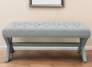 Homeroots 45" Light Gray Tufted Linen Upholstered Bench Light Grey,Linen Manufactured Wood 490912