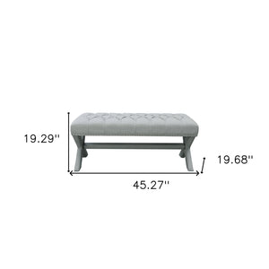 Homeroots 45" Light Gray Tufted Linen Upholstered Bench Light Grey,Linen Manufactured Wood 490912