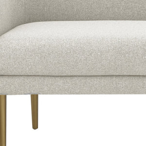 Homeroots 50" Cream And Brown Upholstered Linen Bench Cream White,Linen Manufactured Wood 490913