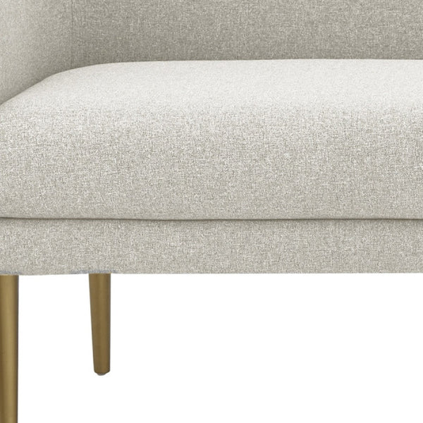 Homeroots 50" Cream And Brown Upholstered Linen Bench Cream White,Linen Manufactured Wood 490913