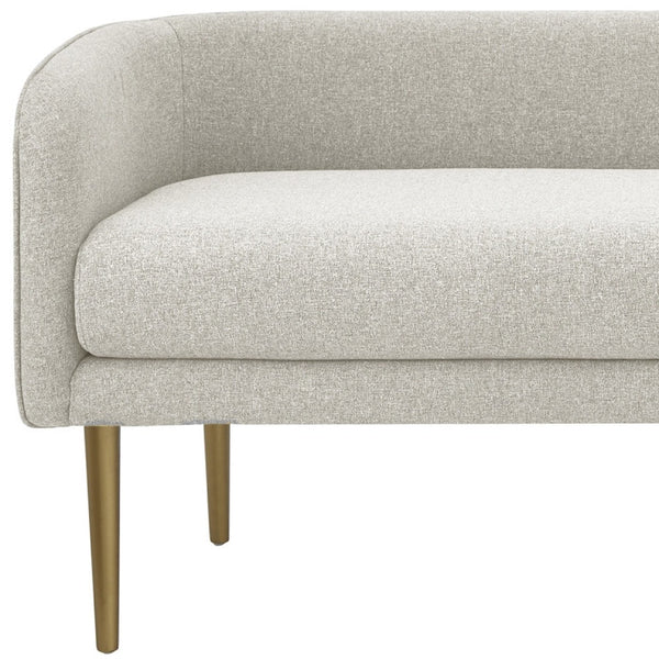 Homeroots 50" Cream And Brown Upholstered Linen Bench Cream White,Linen Manufactured Wood 490913