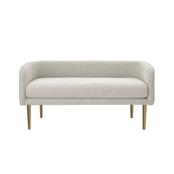 Homeroots 50" Cream And Brown Upholstered Linen Bench Cream White,Linen Manufactured Wood 490913