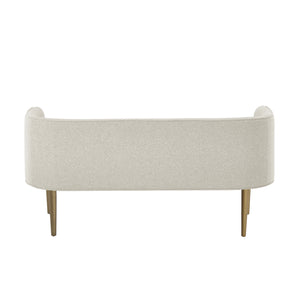 Homeroots 50" Cream And Brown Upholstered Linen Bench Cream White,Linen Manufactured Wood 490913