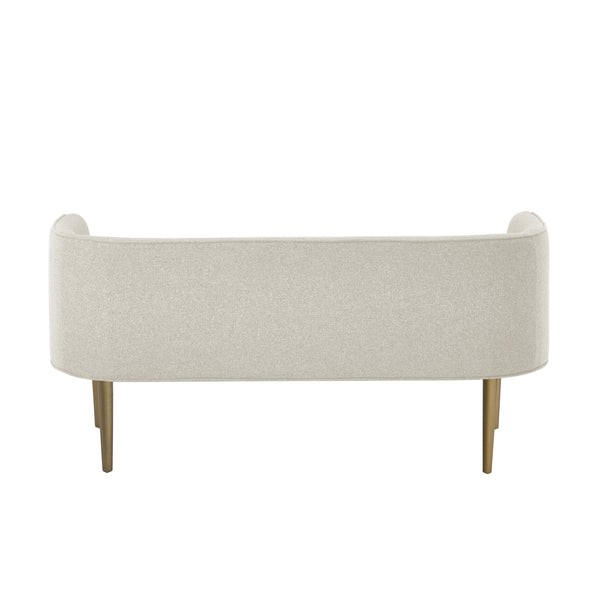 Homeroots 50" Cream And Brown Upholstered Linen Bench Cream White,Linen Manufactured Wood 490913