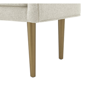 Homeroots 50" Cream And Brown Upholstered Linen Bench Cream White,Linen Manufactured Wood 490913