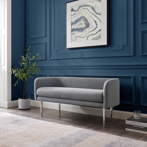 Homeroots 50" Gray And Brown Upholstered Linen Bench Grey,Linen Manufactured Wood 490914