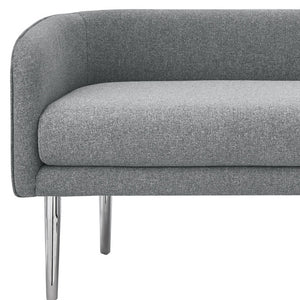 Homeroots 50" Gray And Brown Upholstered Linen Bench Grey,Linen Manufactured Wood 490914