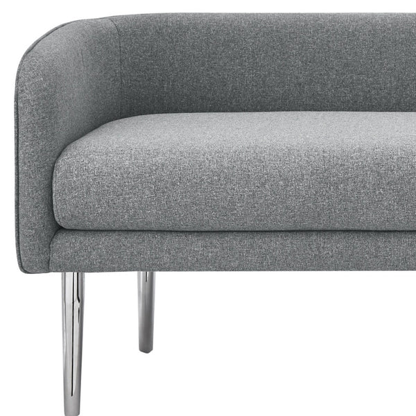 Homeroots 50" Gray And Brown Upholstered Linen Bench Grey,Linen Manufactured Wood 490914