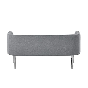 Homeroots 50" Gray And Brown Upholstered Linen Bench Grey,Linen Manufactured Wood 490914