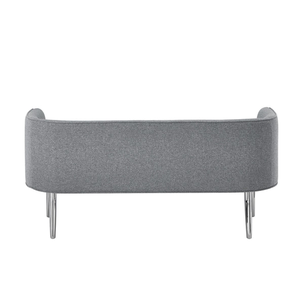 Homeroots 50" Gray And Brown Upholstered Linen Bench Grey,Linen Manufactured Wood 490914
