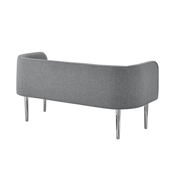 Homeroots 50" Gray And Brown Upholstered Linen Bench Grey,Linen Manufactured Wood 490914
