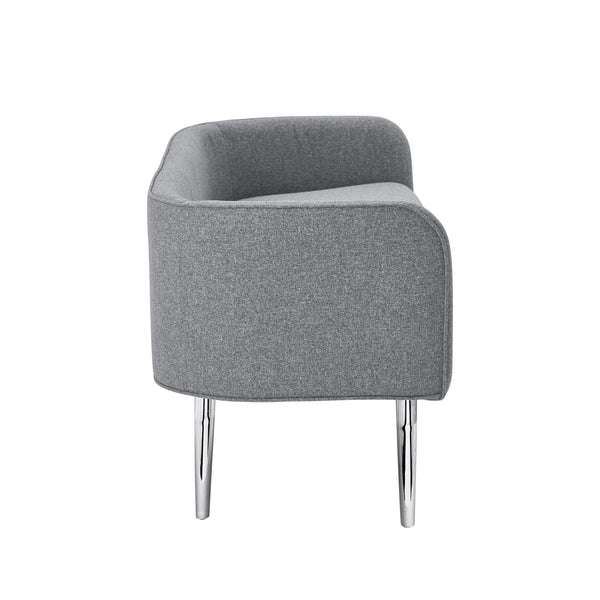 Homeroots 50" Gray And Brown Upholstered Linen Bench Grey,Linen Manufactured Wood 490914