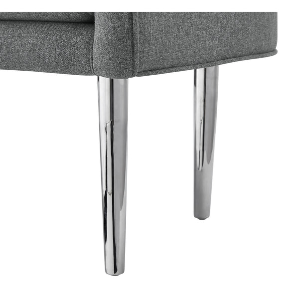 Homeroots 50" Gray And Brown Upholstered Linen Bench Grey,Linen Manufactured Wood 490914