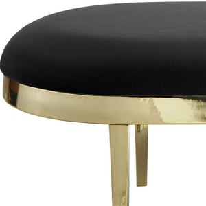 Homeroots 48" Black And Gold Upholstered Faux Leather Bench Black,Leather Pu Metal 490915