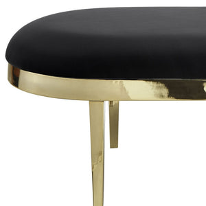 Homeroots 48" Black And Gold Upholstered Faux Leather Bench Black,Leather Pu Metal 490915