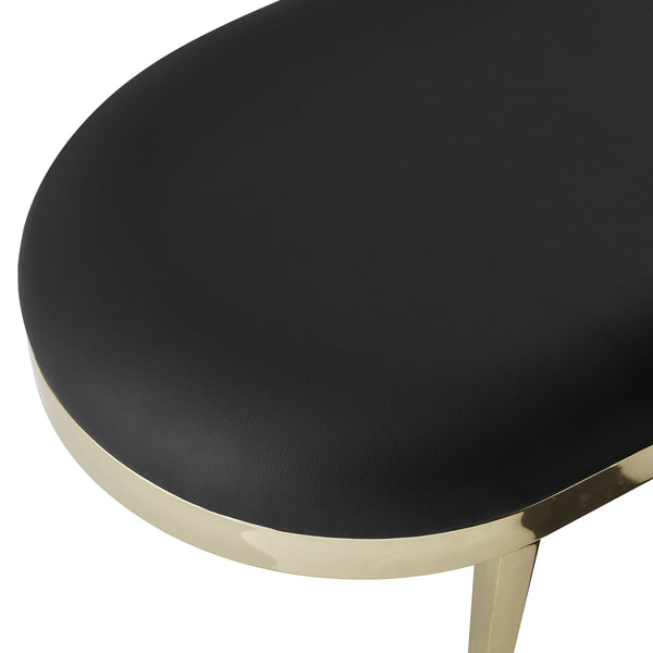 Homeroots 48" Black And Gold Upholstered Faux Leather Bench Black,Leather Pu Metal 490915