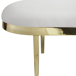 Homeroots 48" White And Gold Upholstered Faux Leather Bench White,Leather Pu Metal 490917