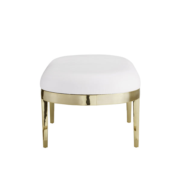 Homeroots 48" White And Gold Upholstered Faux Leather Bench White,Leather Pu Metal 490917