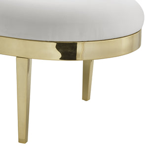 Homeroots 48" White And Gold Upholstered Faux Leather Bench White,Leather Pu Metal 490917