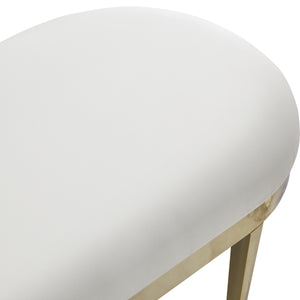 Homeroots 48" White And Gold Upholstered Faux Leather Bench White,Leather Pu Metal 490917