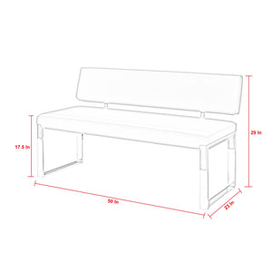 Homeroots 50" Brown And Silver Faux Leather Upholstered Bench Brown Metal 490919