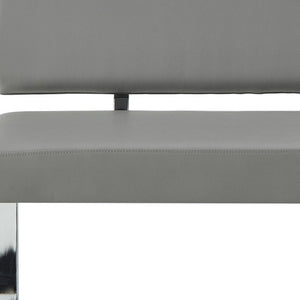 Homeroots 50" Gray And Silver Upholstered Faux Leather Bench Grey Metal 490920