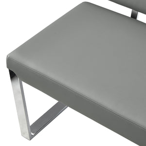 Homeroots 50" Gray And Silver Upholstered Faux Leather Bench Grey Metal 490920