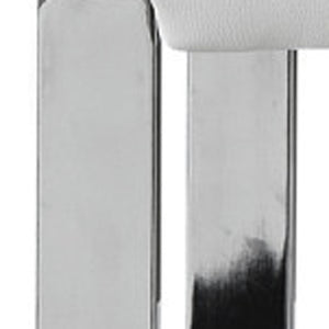 Homeroots 50" White And Silver Upholstered Faux Leather Bench White Metal 490921