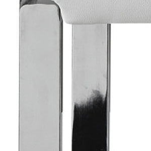 Homeroots 50" White And Silver Upholstered Faux Leather Bench White Metal 490921