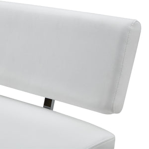 Homeroots 50" White And Silver Upholstered Faux Leather Bench White Metal 490921