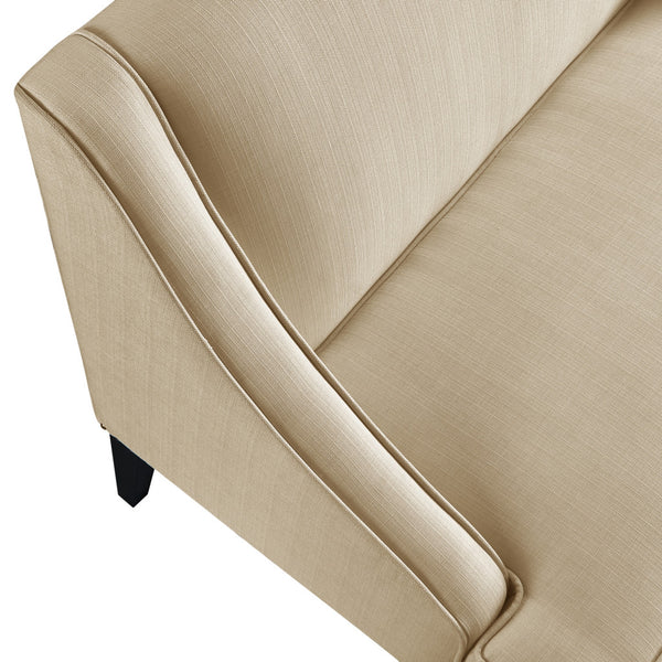 Homeroots 45" Beige And Black Upholstered Linen Bench Beige,Linen Manufactured Wood 490922