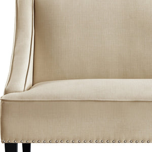 Homeroots 45" Beige And Black Upholstered Linen Bench Beige,Linen Manufactured Wood 490922