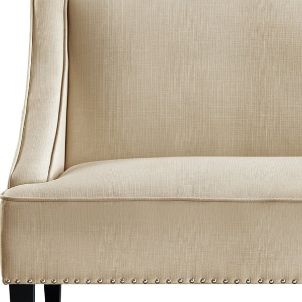 Homeroots 45" Beige And Black Upholstered Linen Bench Beige,Linen Manufactured Wood 490922