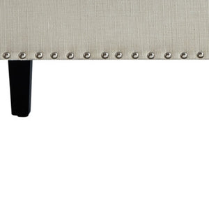 Homeroots 45" Cream And Black Upholstered Linen Bench Cream White,Linen Manufactured Wood 490923