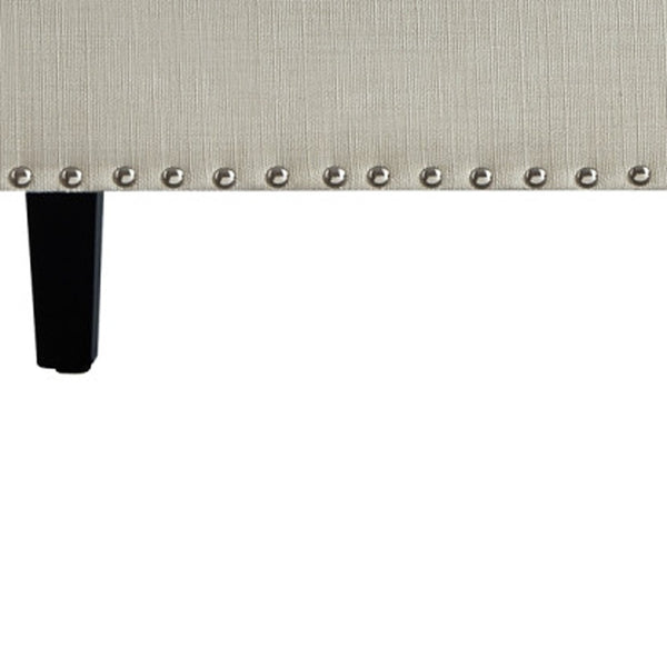 Homeroots 45" Cream And Black Upholstered Linen Bench Cream White,Linen Manufactured Wood 490923