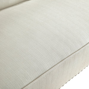 Homeroots 45" Cream And Black Upholstered Linen Bench Cream White,Linen Manufactured Wood 490923