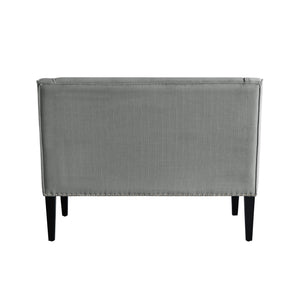 Homeroots 45" Light Gray And Black Upholstered Linen Bench Light Grey,Linen Manufactured Wood 490924