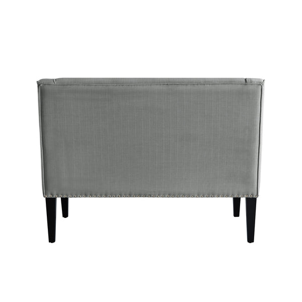 Homeroots 45" Light Gray And Black Upholstered Linen Bench Light Grey,Linen Manufactured Wood 490924