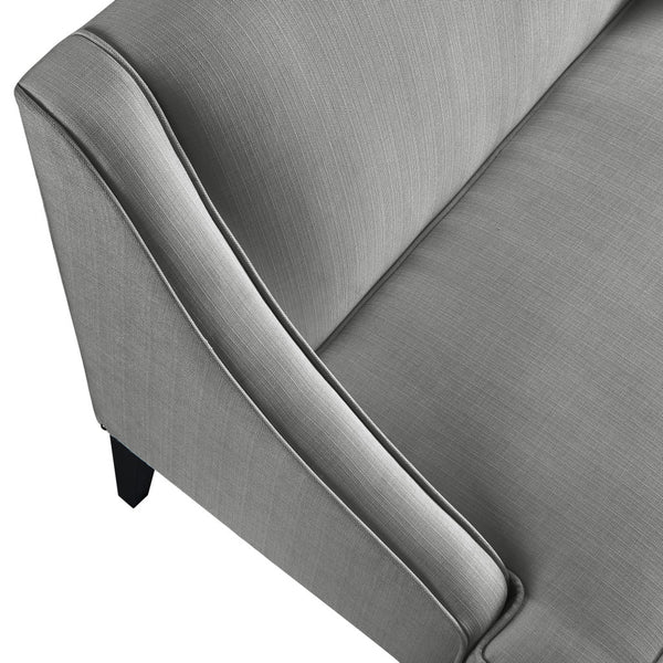 Homeroots 45" Light Gray And Black Upholstered Linen Bench Light Grey,Linen Manufactured Wood 490924