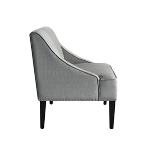 Homeroots 45" Light Gray And Black Upholstered Linen Bench Light Grey,Linen Manufactured Wood 490924