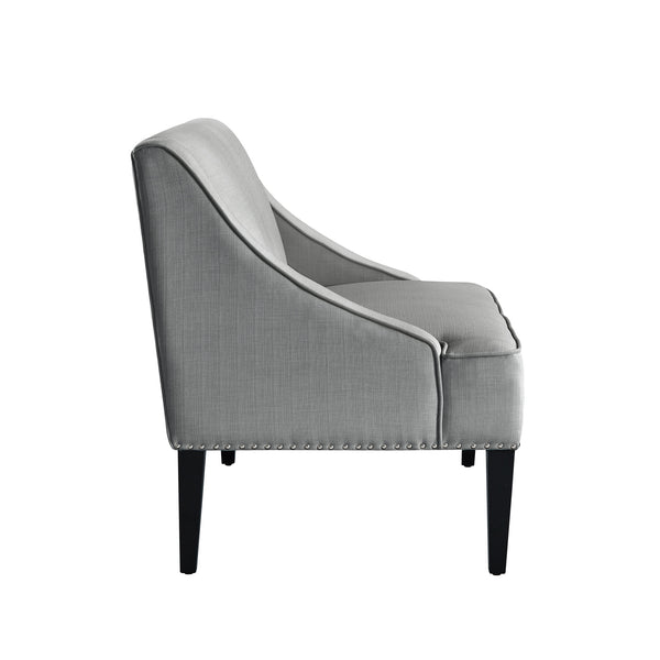 Homeroots 45" Light Gray And Black Upholstered Linen Bench Light Grey,Linen Manufactured Wood 490924