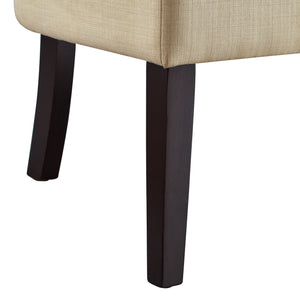 Homeroots 48" Beige And Dark Brown Upholstered Linen Bench Beige,Linen Manufactured Wood 490925