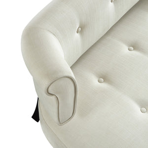 Homeroots 48" Cream And Brown Upholstered Linen Bench Cream White,Linen Manufactured Wood 490926