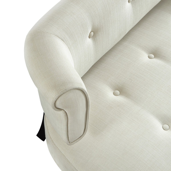 Homeroots 48" Cream And Brown Upholstered Linen Bench Cream White,Linen Manufactured Wood 490926