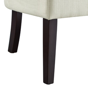 Homeroots 48" Cream And Brown Upholstered Linen Bench Cream White,Linen Manufactured Wood 490926