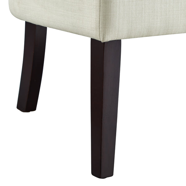 Homeroots 48" Cream And Brown Upholstered Linen Bench Cream White,Linen Manufactured Wood 490926